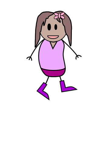 Desenho de menina stick figura vestida de roxo vetorial