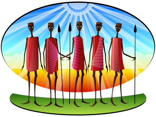 Stiliserade Masai mÃ¤nniskor vektorbild