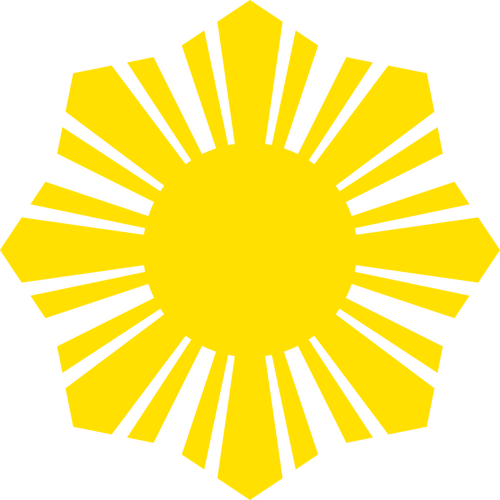 Phillippine steag galben soare simbol silueta vector imagine