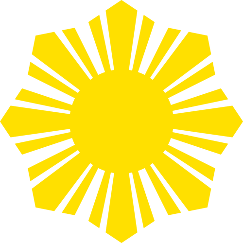 Phillippine steag galben soare simbol silueta vector imagine