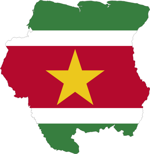 De kaart en de vlag van Suriname