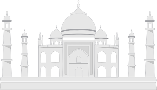 Vektorritning Taj Mahal i grascale