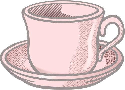 IlustraÅ£ia vectorialÄƒ de ceaÅŸcÄƒ de ceai ondulate roz pe farfurie