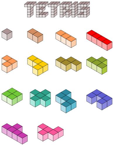 3D Tetris bloklarÄ± illÃ¼strasyon vektÃ¶r