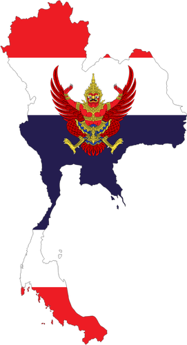Mapa Tajlandii i flagi