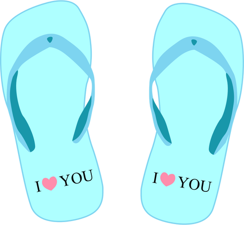 Vector clip art of flip flops with "I Love You" sign