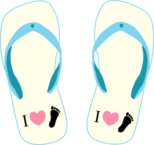 Flip-flops com "I Love pÃ©" imagem vetorial sÃ­mbolo