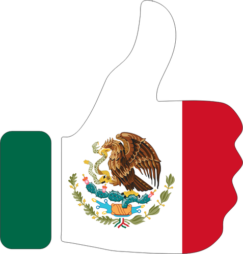 BaÅŸparmak yukarÄ±ya Meksika bayraÄŸÄ± ile