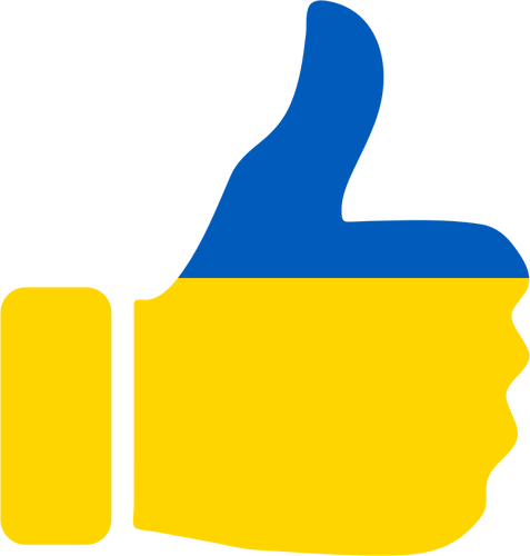 Tummen upp och ukrainska symbol