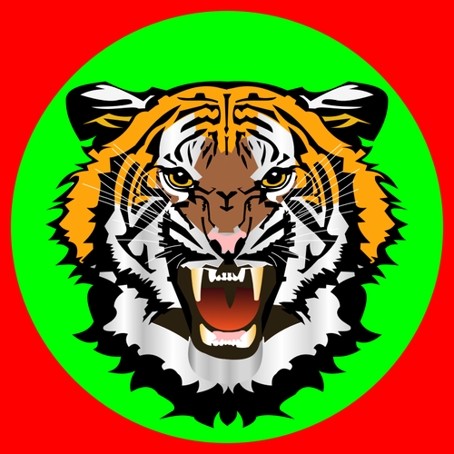 Tiger zelenÃ© na Äervenou nÃ¡lepkou vektorovÃ© ilustrace