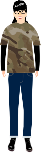 Vector image of trendy guy in t- shirt with camouflage pattern