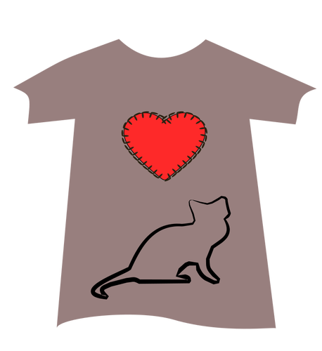 T-Shirt mit Katze und Herz