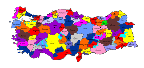 Province di disegno vettoriale di Turchia