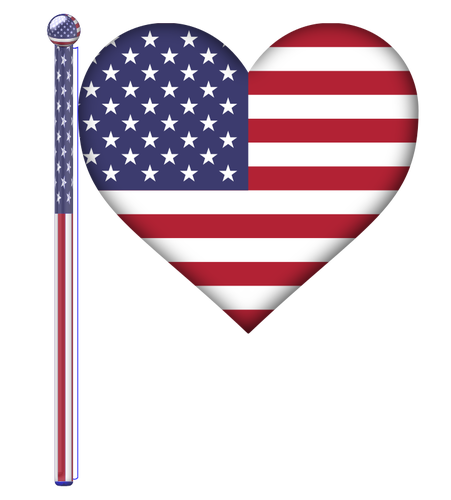USA vlajka ve tvaru srdce