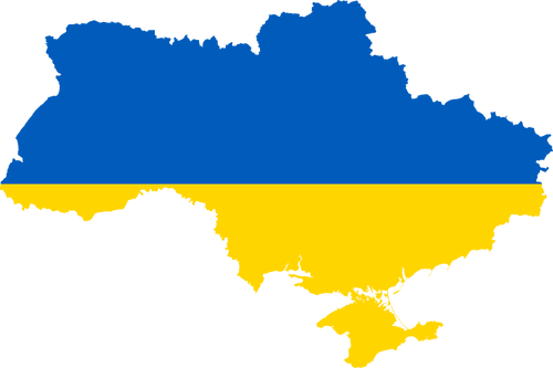Ukraine-Karte mit Flagge drÃ¼ber Vektor-ClipArt
