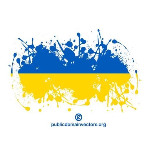 Flagga Ukraina i blÃ¤ck sprut