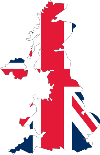 Bandeira do Reino Unido com mapa