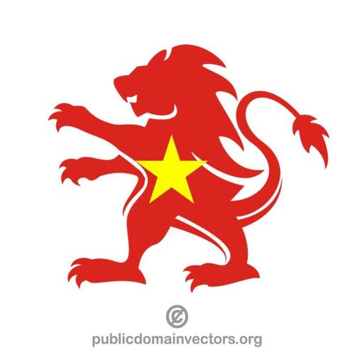 Lion hÃ©raldique avec le drapeau du ViÃªt Nam