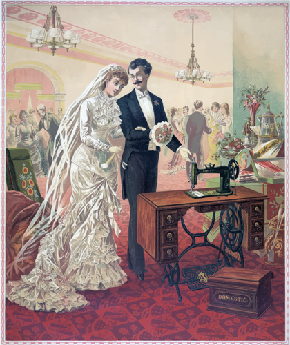 IlustraÃ§Ã£o vintage de noiva e noivo