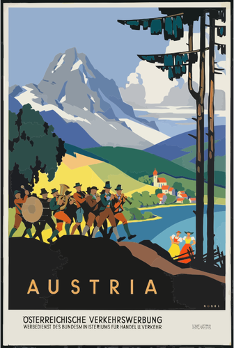 Clip-art vector de vintage viagens Ãustria cartaz