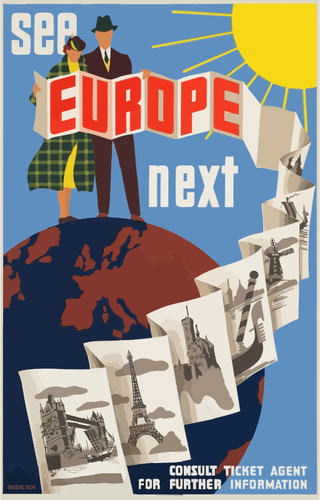 Graphics voor Europese vintage reizen poster