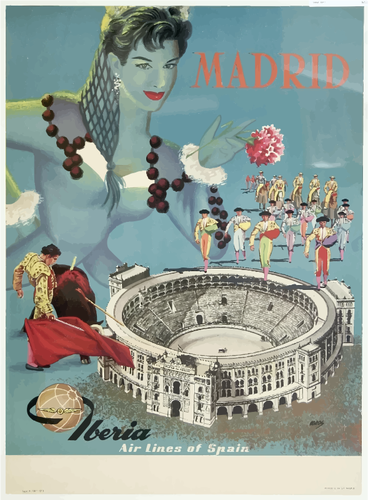 Disegno di vettore di poster di viaggio vintage di Madrid