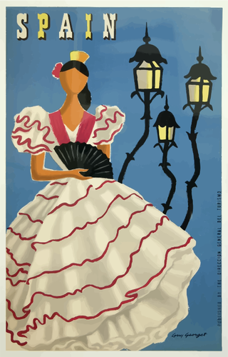 Flamenco danÃ§arina viagens vintage pÃ´ster desenho vetorial