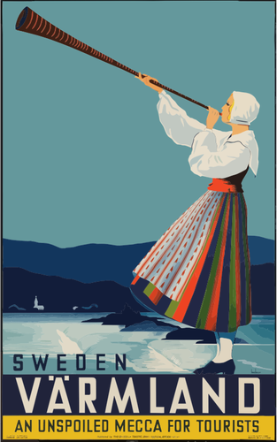 Tekening van vintage reizen poster Varmland (Zweden)
