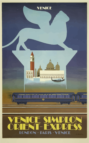 IlustraÅ£ie de poster epocÄƒ VeneÅ£ia Orient Express