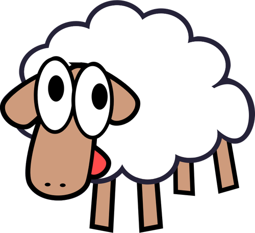 IlustraÃ§Ã£o em vetor de ovelhas bobo branco cartoon
