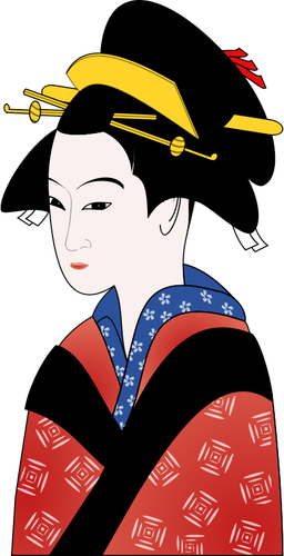 Japanische Frau in roten Kimono-Vektorgrafik