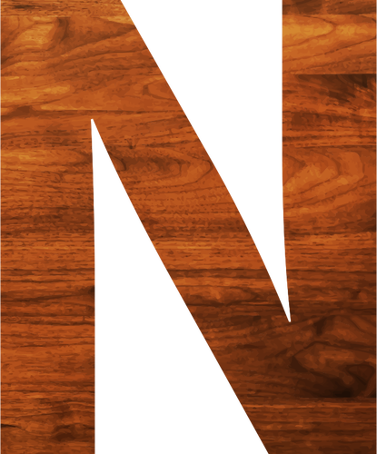Lettre N en texture en bois