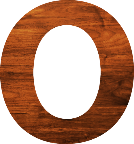 Huruf O dengan tekstur kayu