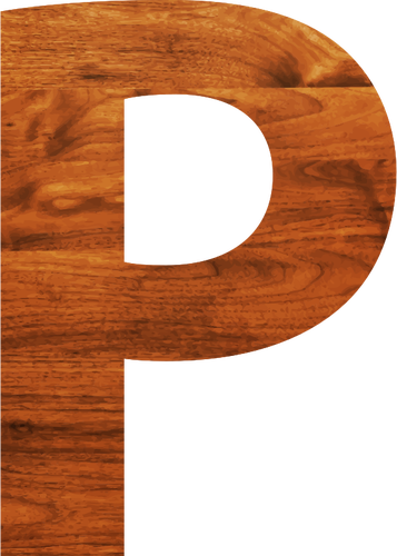 Alphabet P de la texture du bois