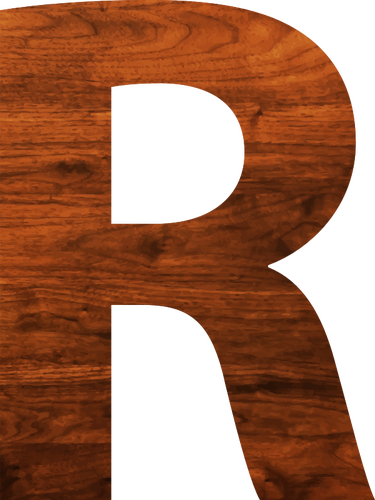 R dans la texture en bois
