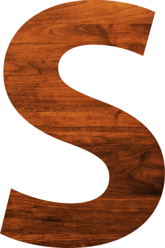 Letra S en textura de madera