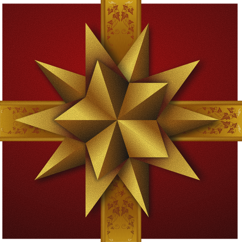 Jul presentfÃ¶rpackning med dubbel dekorativa gyllene stjÃ¤rna vektorbild
