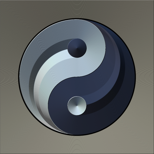 GrÃ¡ficos vetoriais de ying yang assinar na cor prata e azul gradual