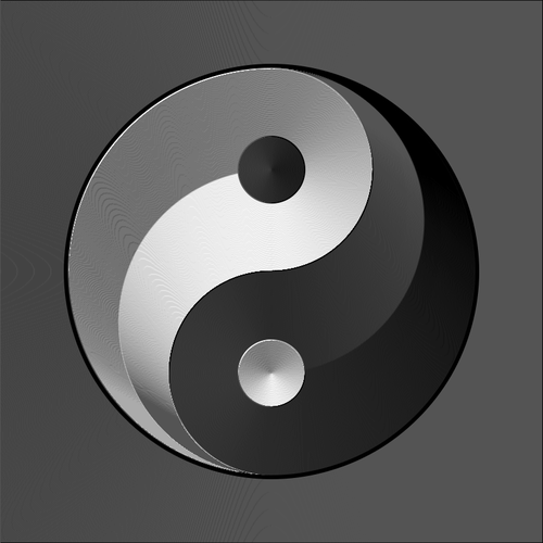 Vectorul miniaturi de ying yang semn Ã®n culoare gradient negru ÅŸi argint