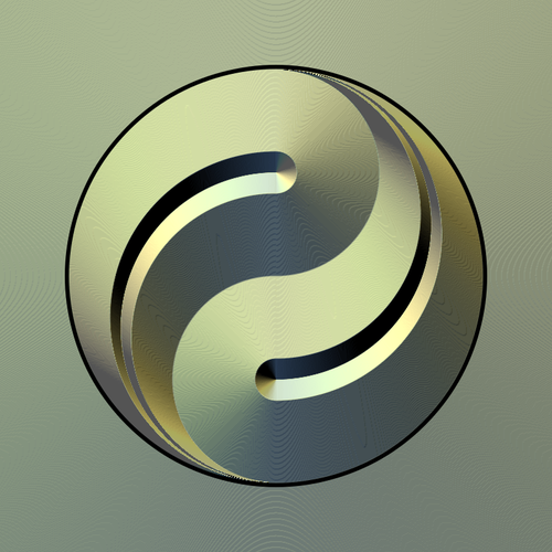 Sinal de ying yang em grÃ¡ficos de vetor de cor de ouro