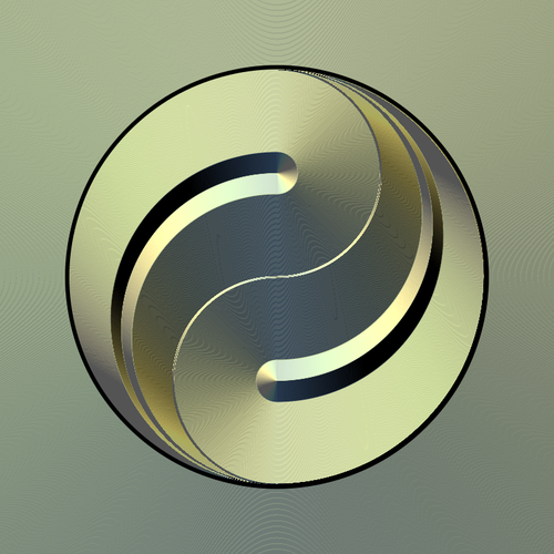 Graphics of ying yang icon in gradual gold color