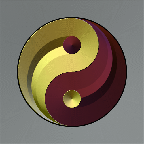 Vektorbild ying Yang logga in gradvis guld och rÃ¶d fÃ¤rg