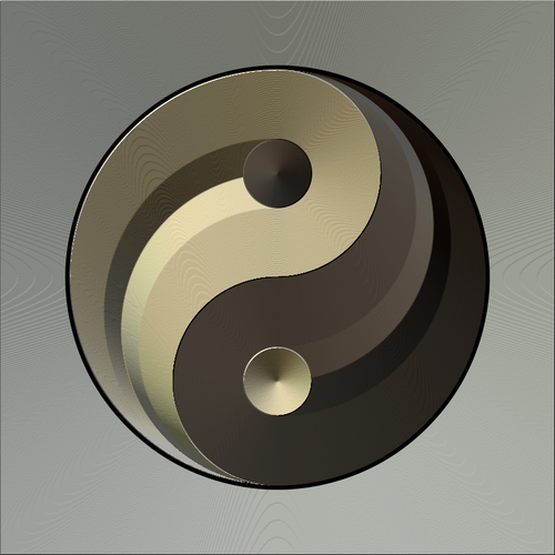 Signo de Ying yang en oro gradual y negro color ilustraciÃ³n vectorial
