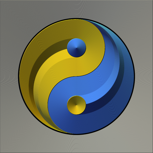 Jing Jang znak v postupnÃ© zlatÃ© a modrÃ© barevnÃ© vektorovÃ© grafiky