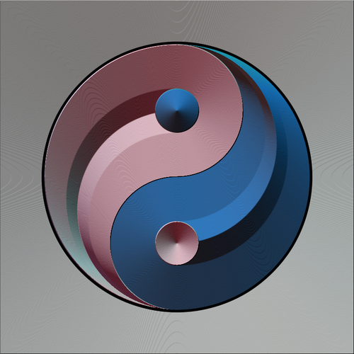 Ying Yang Zeichen im allmÃ¤hlichen blau und rosa Farbe ClipArt