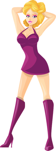 Giovane signora in vestito viola