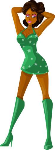 Zielona sukienka na ciemnoskÃ³rej modelce