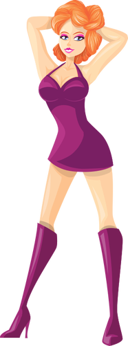 Stripper en ropa violeta