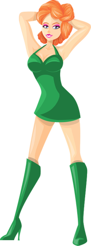 Chica con ropa verde