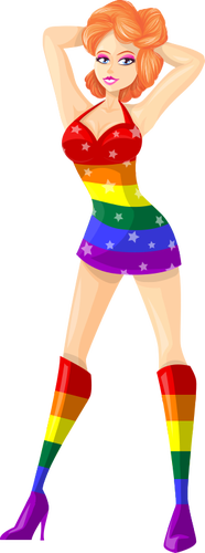 Senhora Ginger-haired em cores LGBT